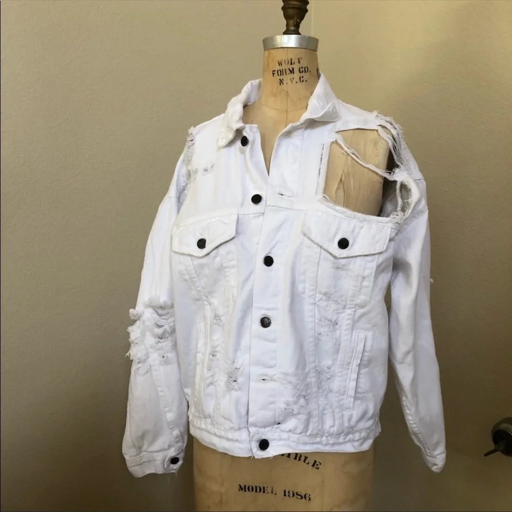 Carmar denim Audrey distressed white jean jacket